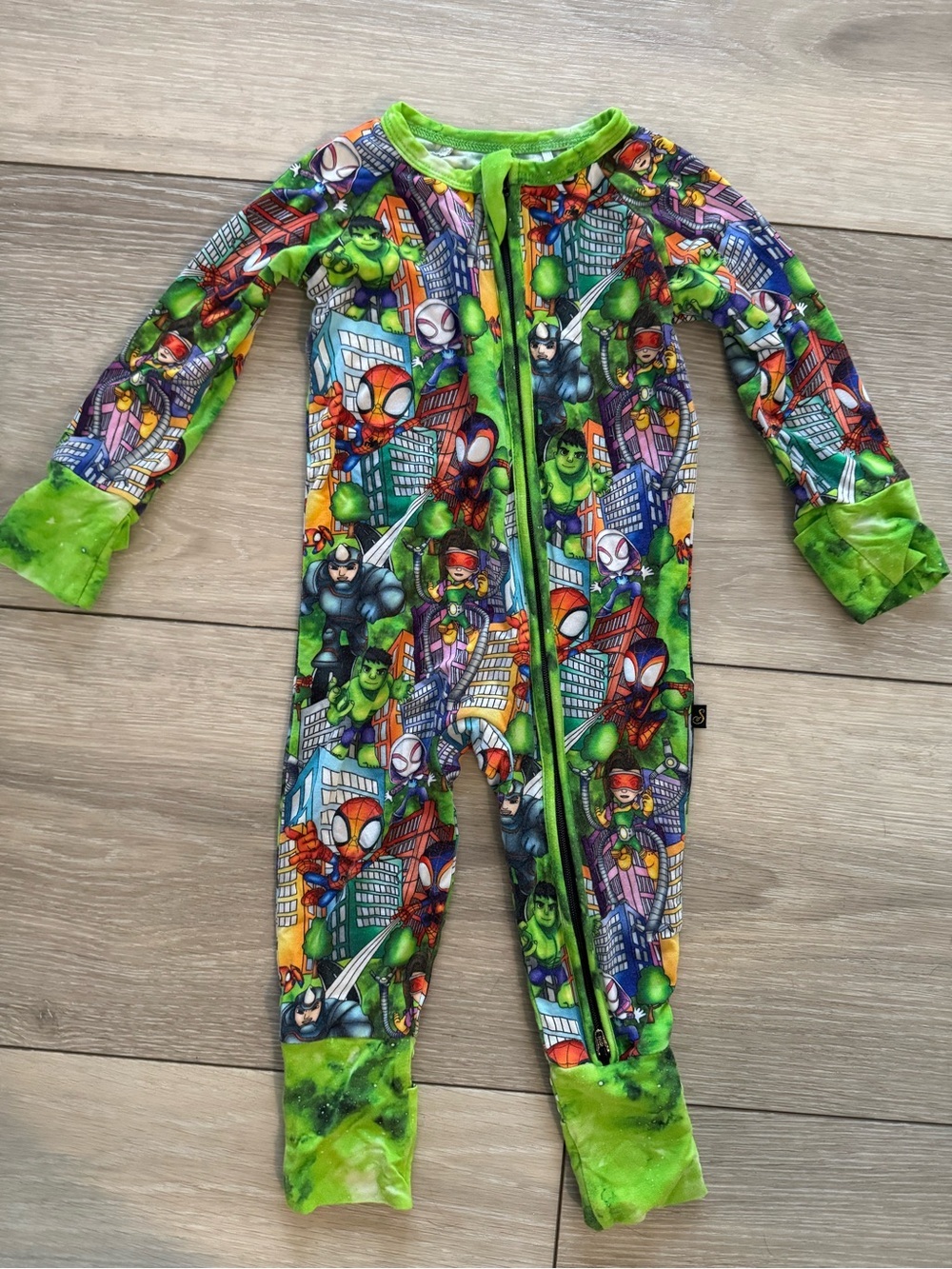 Sugar Swan Spidey and Friends Printed Kids One-Piece Footie Pajamas